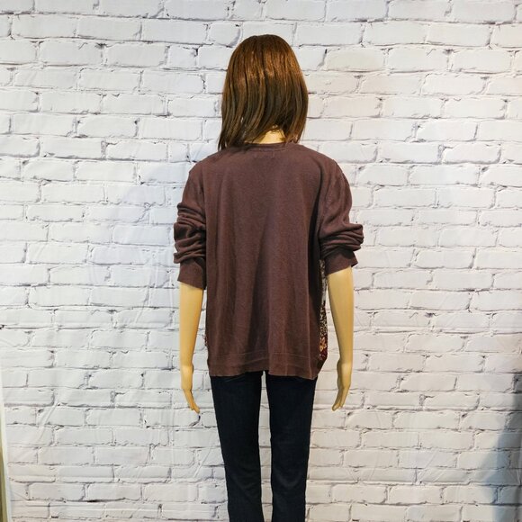 NEW YORK & COMPANY, Boho brown and burgundy button up cardigan - Picture 9 of 12